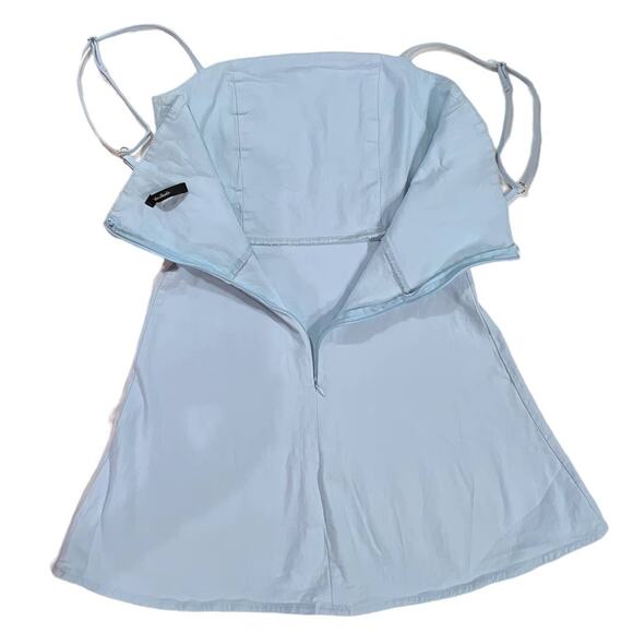 DStudio Light Wash Denim Mini Dress Adjustable Straps Fit & Flare Zip-Up Back - Picture 4 of 13